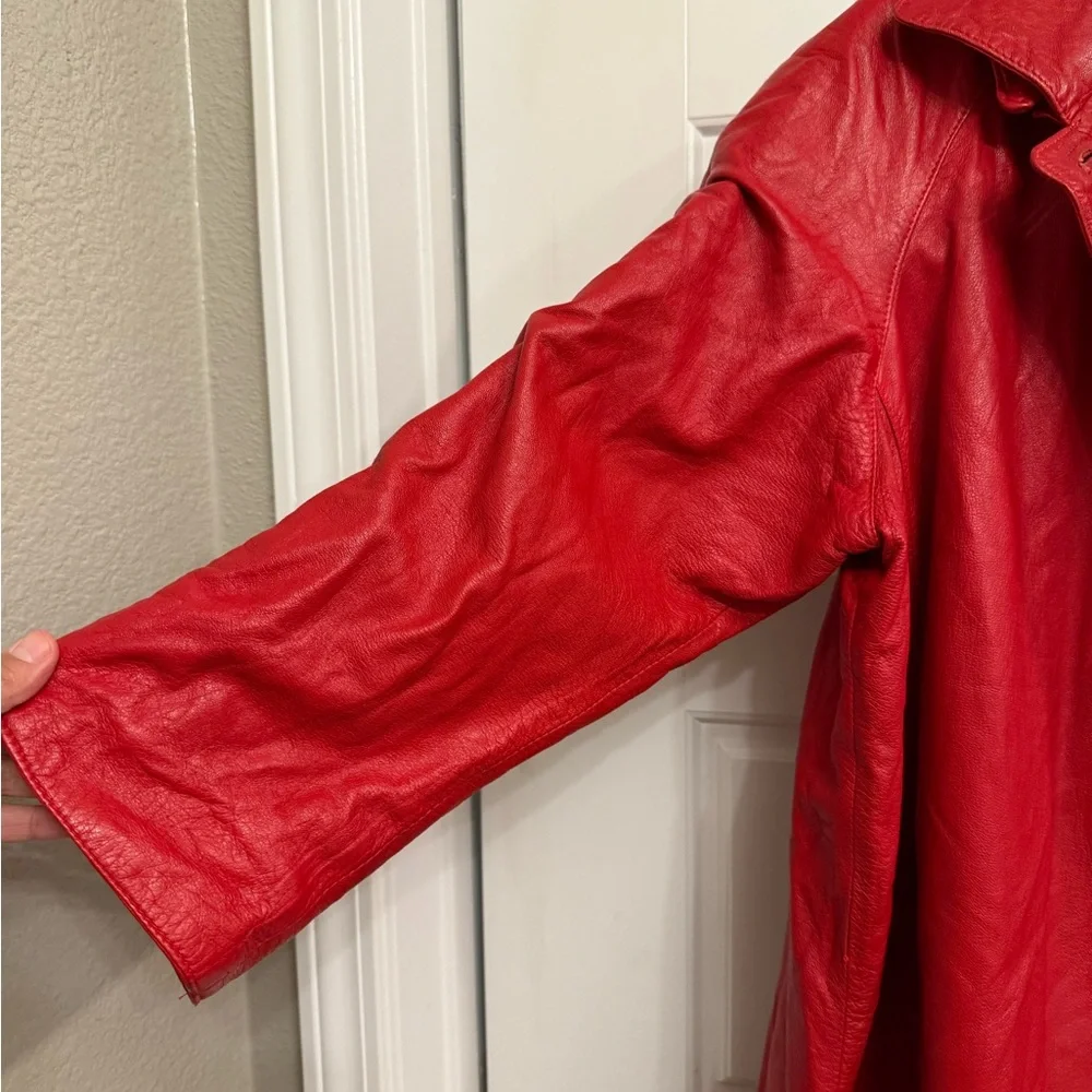Custom Italian Gab Red Leather Jacket - Picture 4 of 8